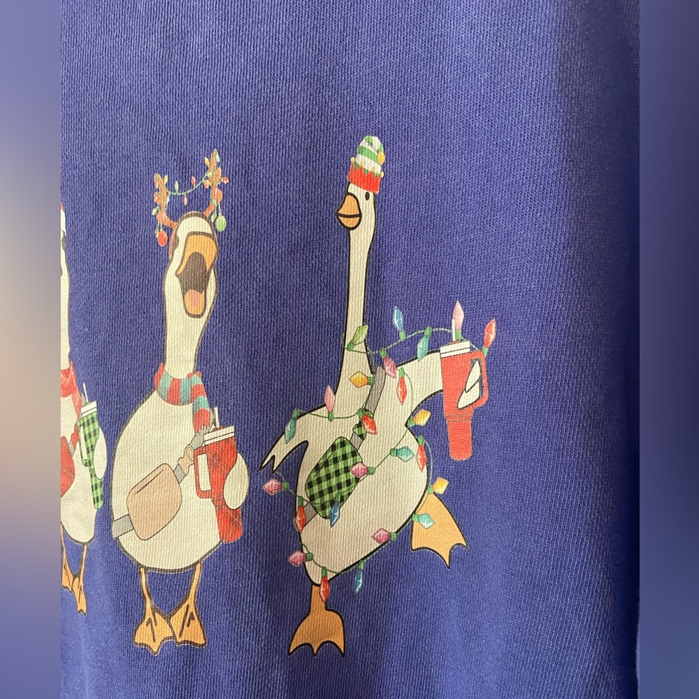 Aerie size M oversized slouchy Christmas goose graphic sweatshirt GUC holiday - Picture 6 of 8